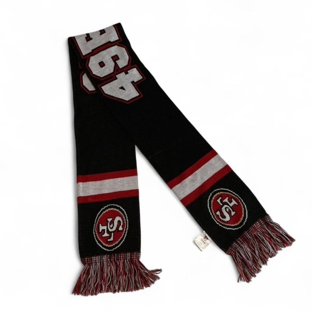 NFL Team Apparel San Francisco 49ers Scarf Unisex OSFA Black Excellent Knit Logo